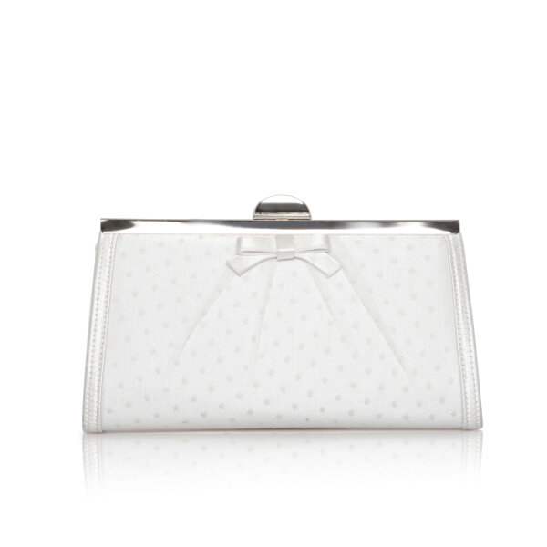 Willow Bag Dyeable Satin/Pleated Spot Mesh Clutch with Bow