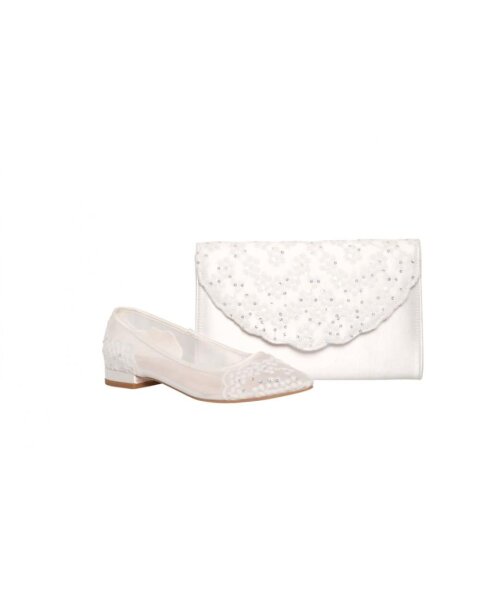 Nutmeg Dyeable Satin/Sequin Lace Clutch Bag