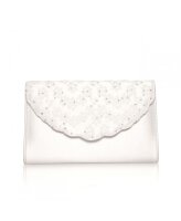 Nutmeg Dyeable Satin/Sequin Lace Clutch Bag