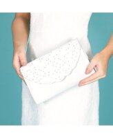 Nutmeg Dyeable Satin/Sequin Lace Clutch Bag