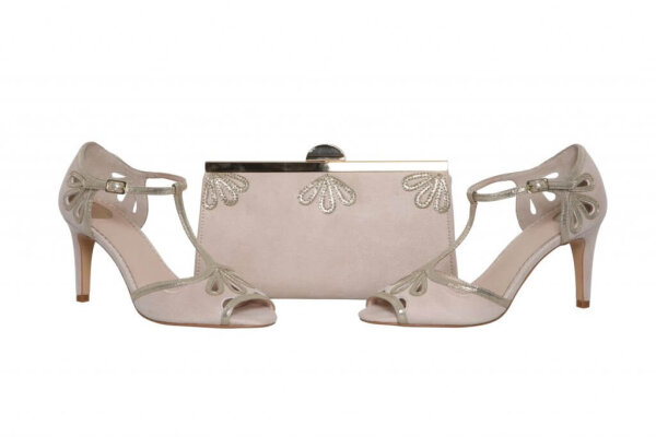 Sage blush Microsuede Trapese Clutch with Gold Shimmer Detail