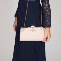 Sage blush Microsuede Trapese Clutch with Gold Shimmer...