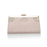 Sage blush Microsuede Trapese Clutch with Gold Shimmer Detail