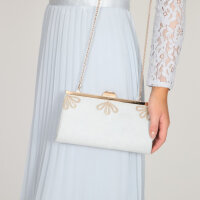 Sage grey Microsuede Trapese Clutch with Gold Shimmer Detail