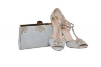 Sage grey Microsuede Trapese Clutch with Gold Shimmer Detail