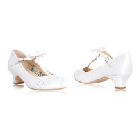 Vickie White Satin Communion Heels with Bow/T-bar/Diamante