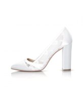 Skyla Dyeable Satin/Lace Block Heel Pointed Court