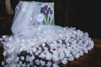 PBV9035-150 Einlagiger Schleier mit 3D-Blüten 150cm