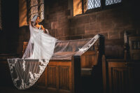 PBV9042-300 Einlagiger Schleier mit Stickereien 300cm