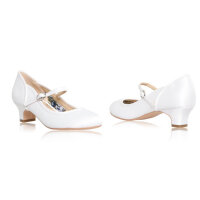 Lara White Satin Communion Heels with Strap