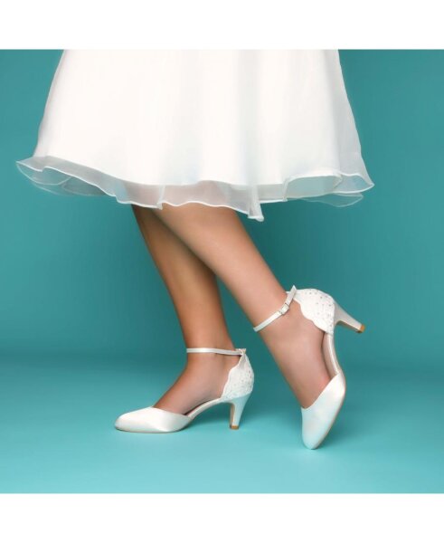 Clara Dyeable Satin/Sequined Lace with Ankle Strap