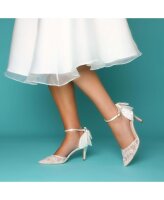 Florence Ivory Sequined Lace Point w/ Satin Bow