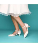 Maddie Ivory Dyeable Satin w/Gold Shimmer Criss Cross Detail