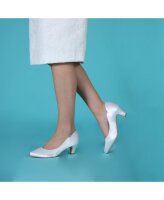 Adelyn Dyeable Satin Court with Gold Pipping